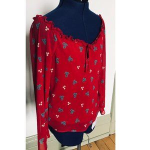 Varadero shoulder off Sheer RED blouse size S